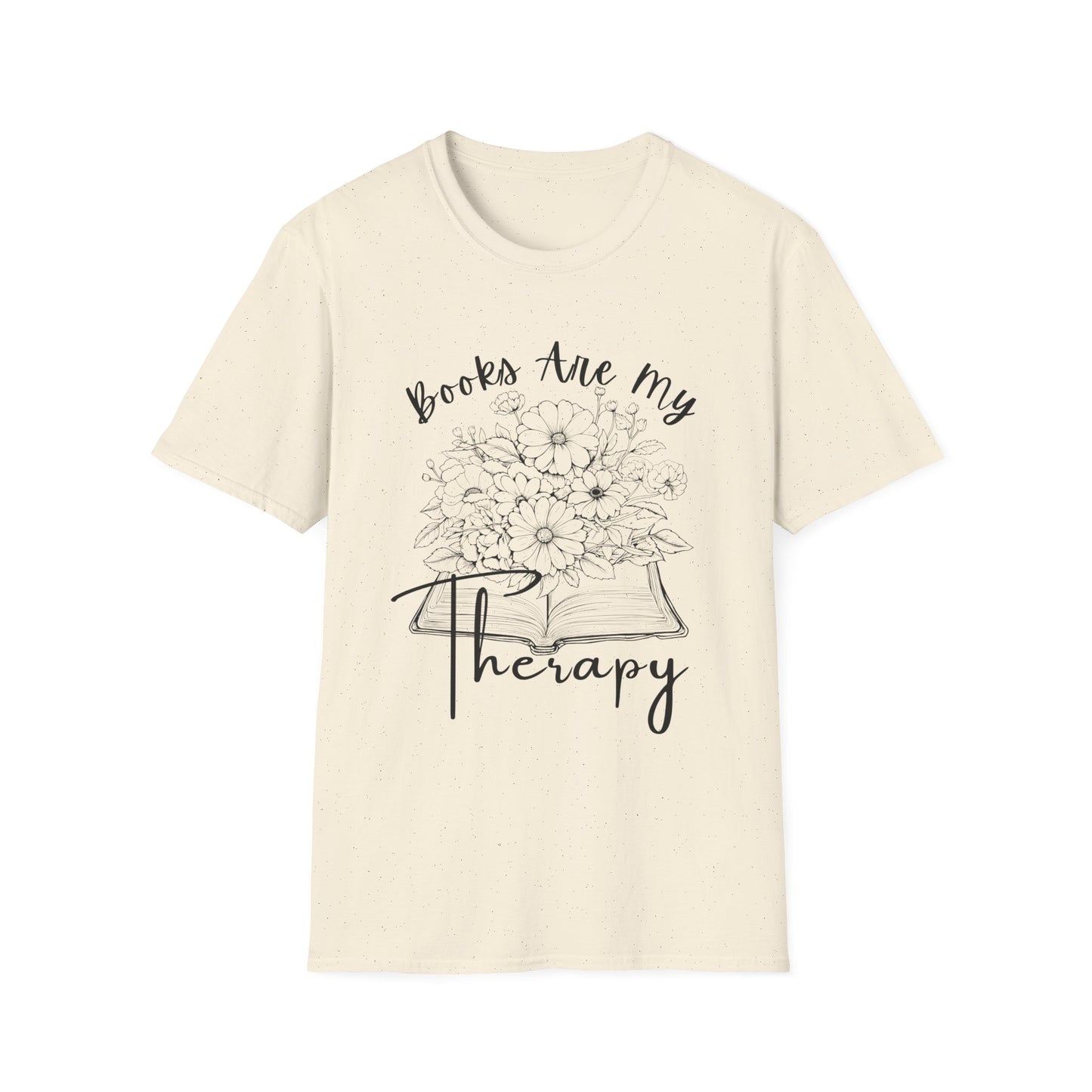 Books Are My Therapy T-Shirt, Cozy Floral Book Lover Tee