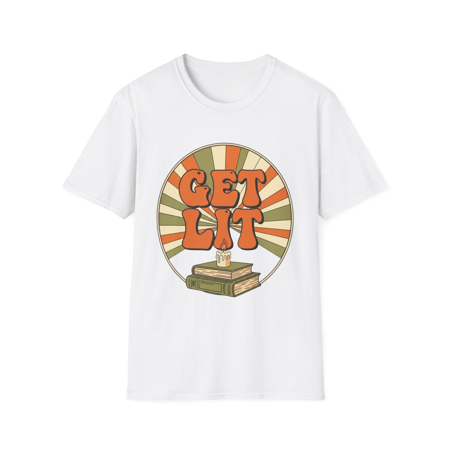 Get Lit Retro T-shirt | Book Lover T-Shirt - Unisex Softstyle