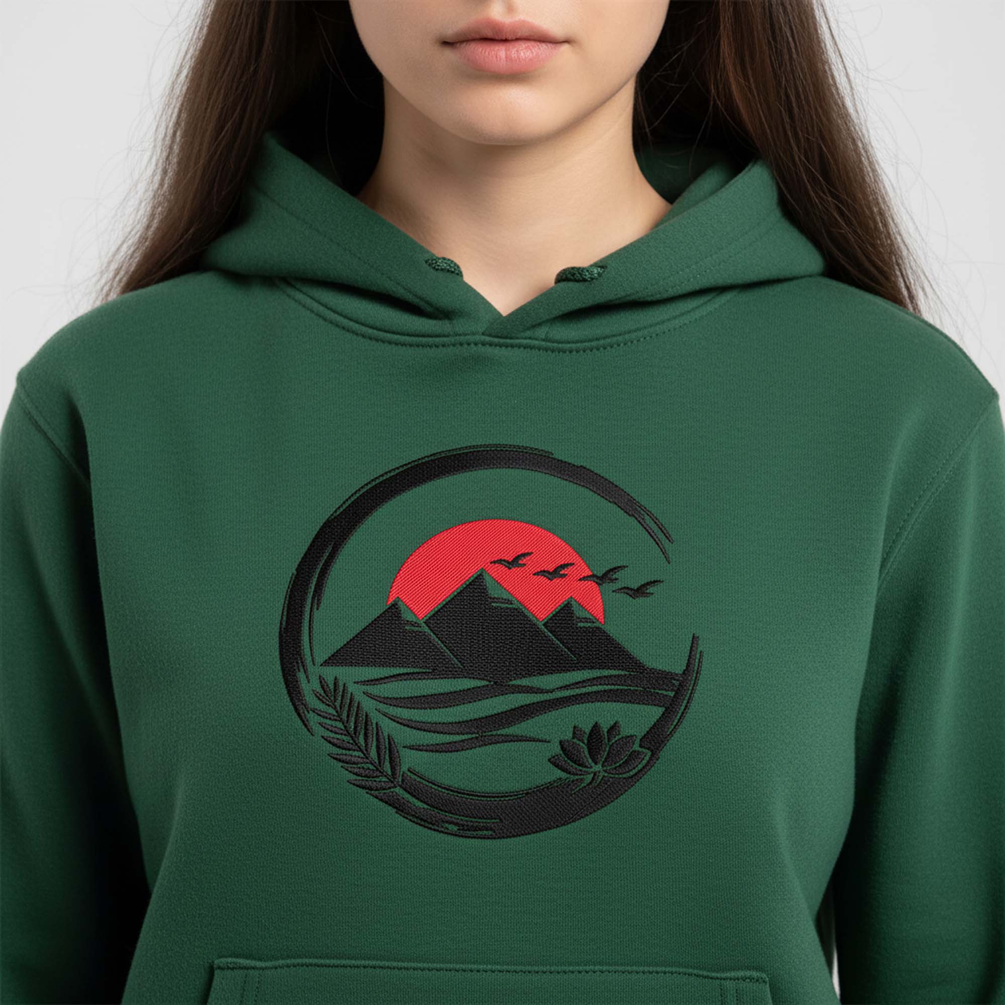 Egyptian Pyramids Zen Enso Lotus Sun Embroidery