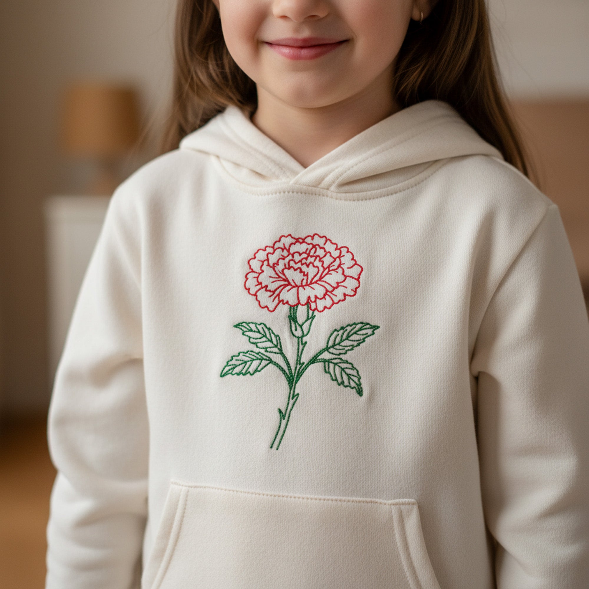 Carnation outline flower machine embroidery