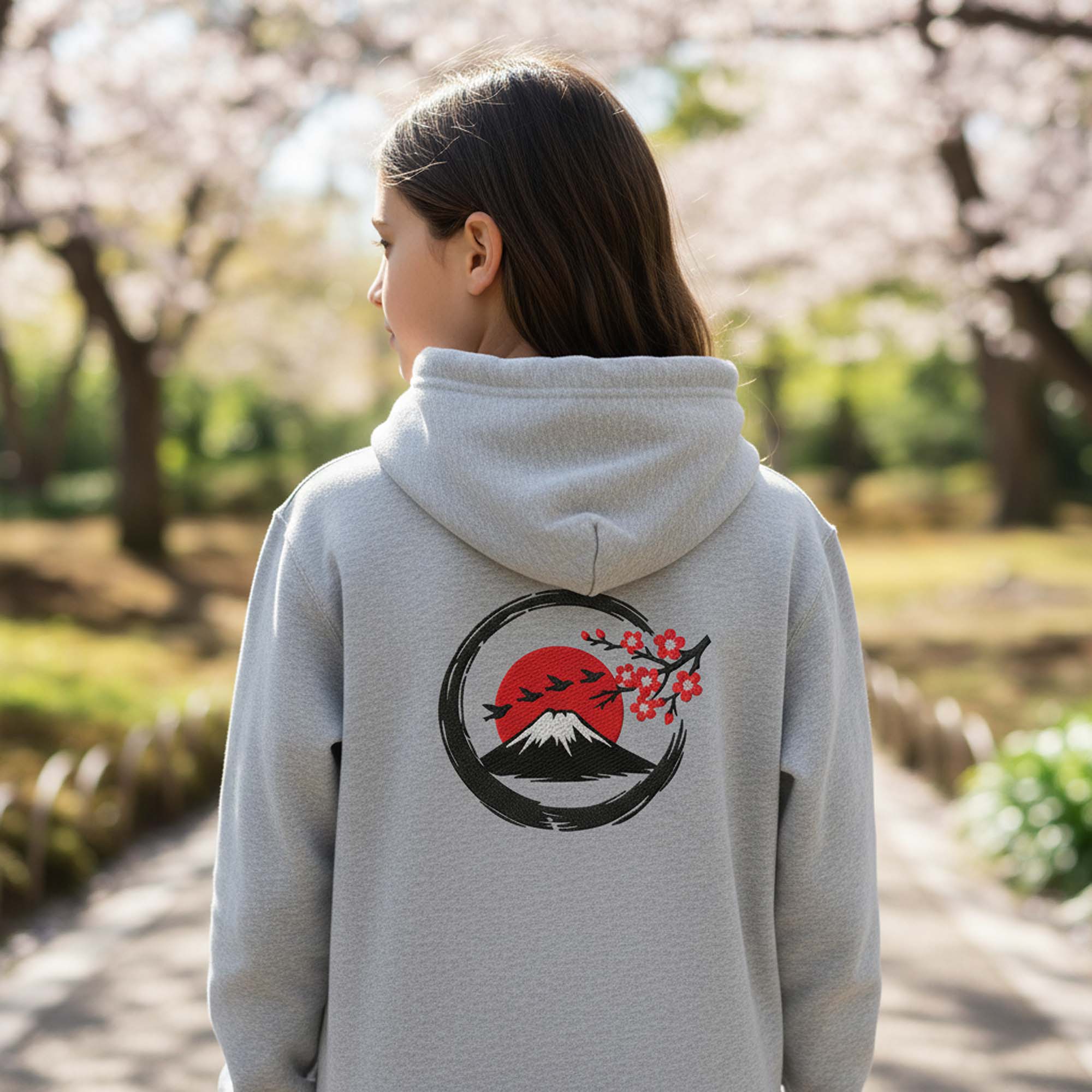 Japanese Mount Fuji cherry blossom Embroidery