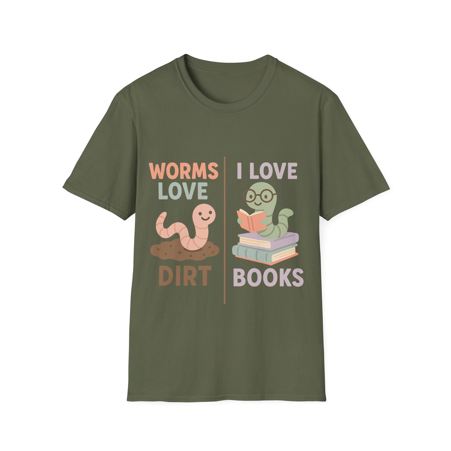 Worms love dirt I love books, bookworm Reading Unisex T-Shirt