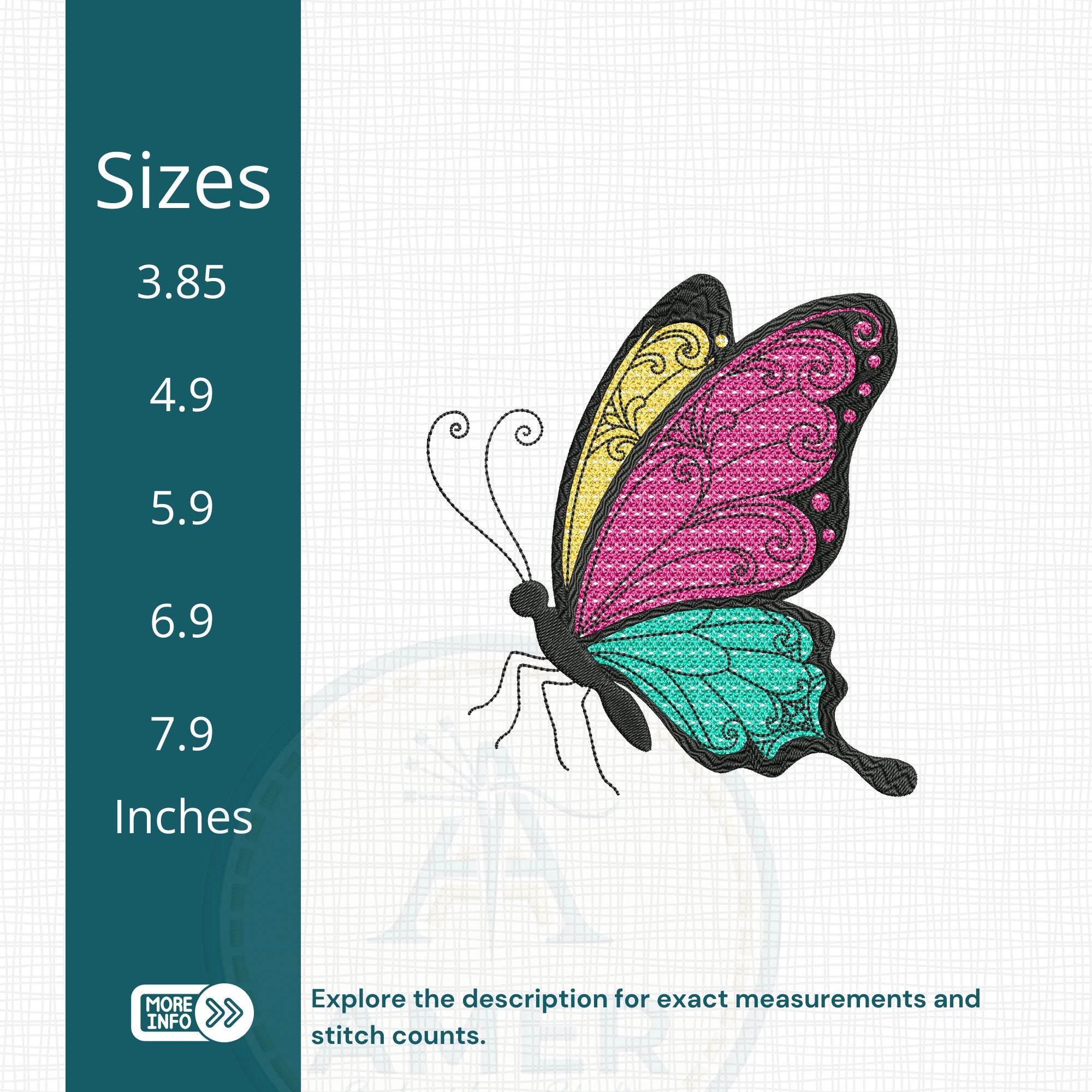 Colorful Filigree Butterfly Embroidery