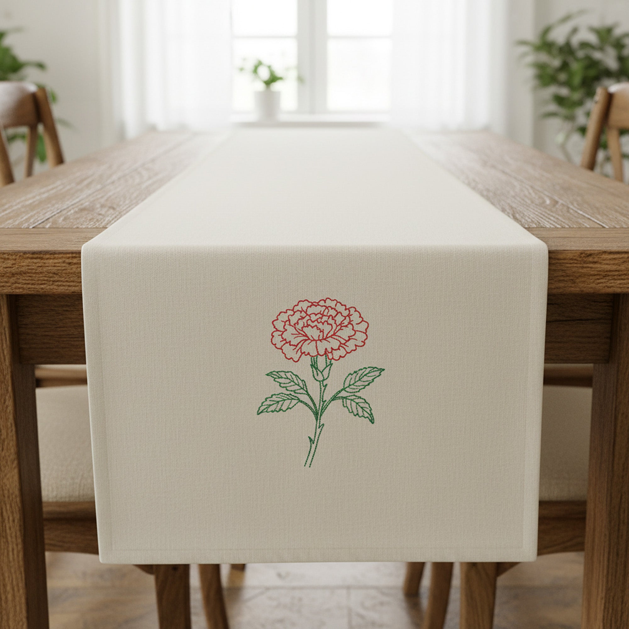 Carnation outline flower machine embroidery