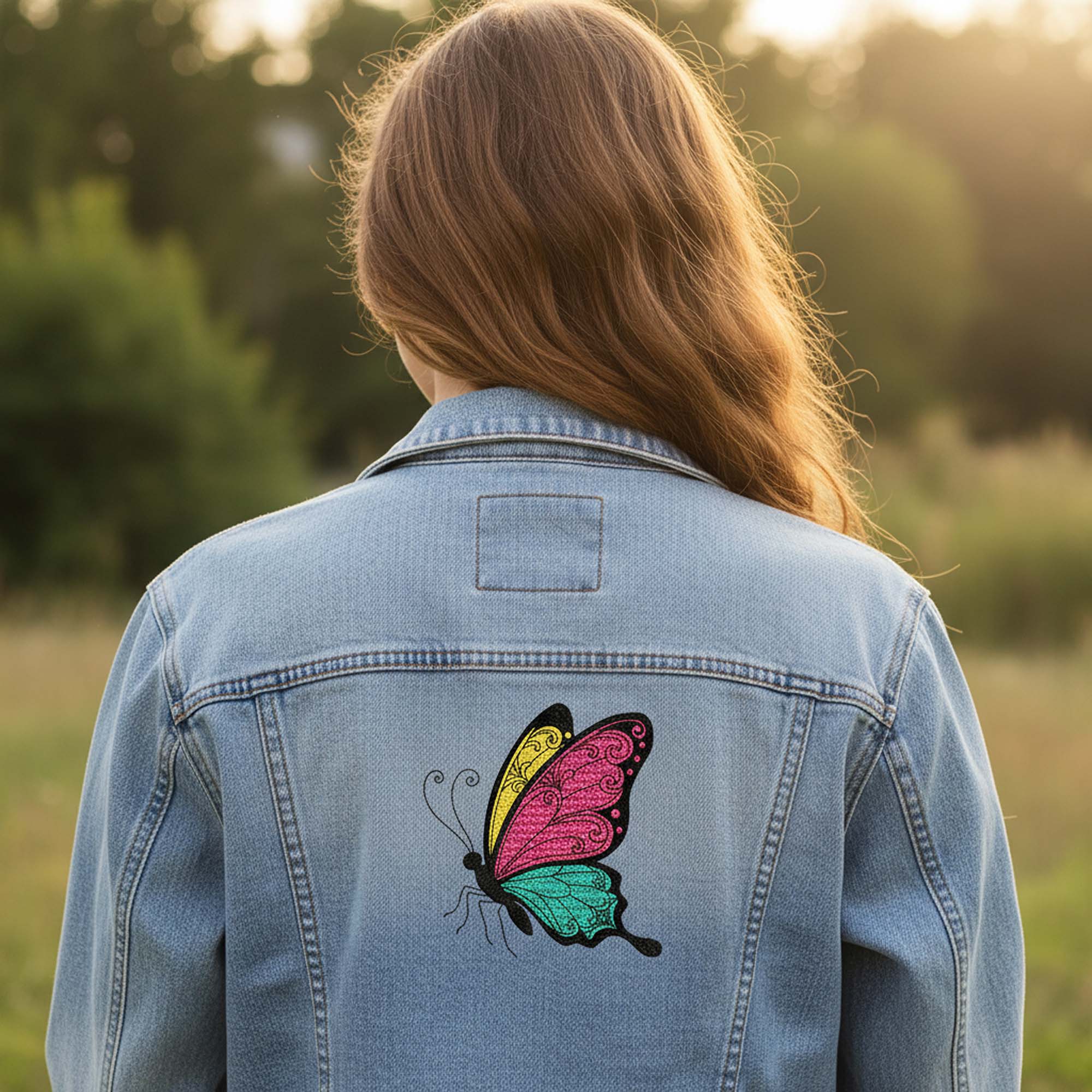 Colorful Filigree Butterfly Embroidery