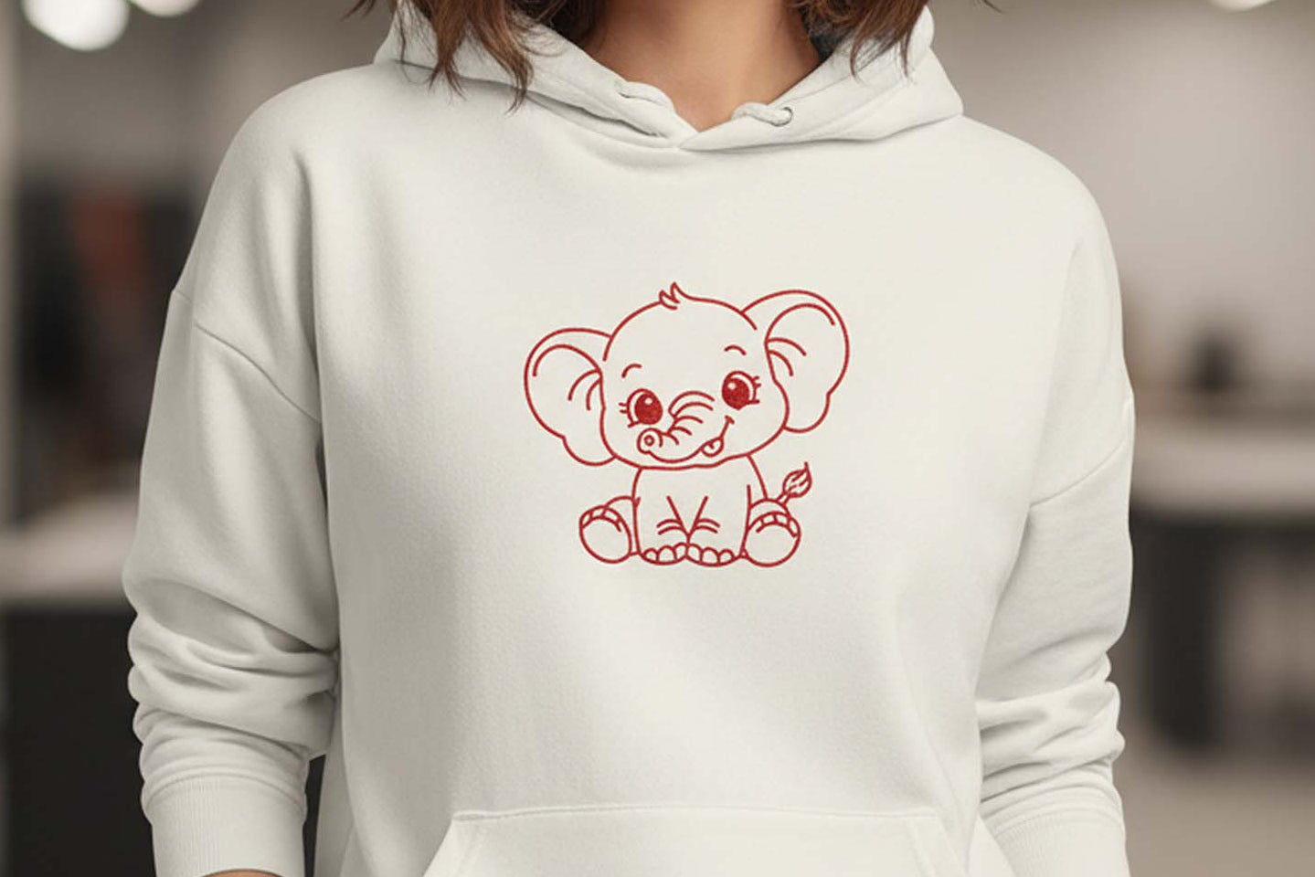 Cartoon Baby Elephant Machine Embroidery Design
