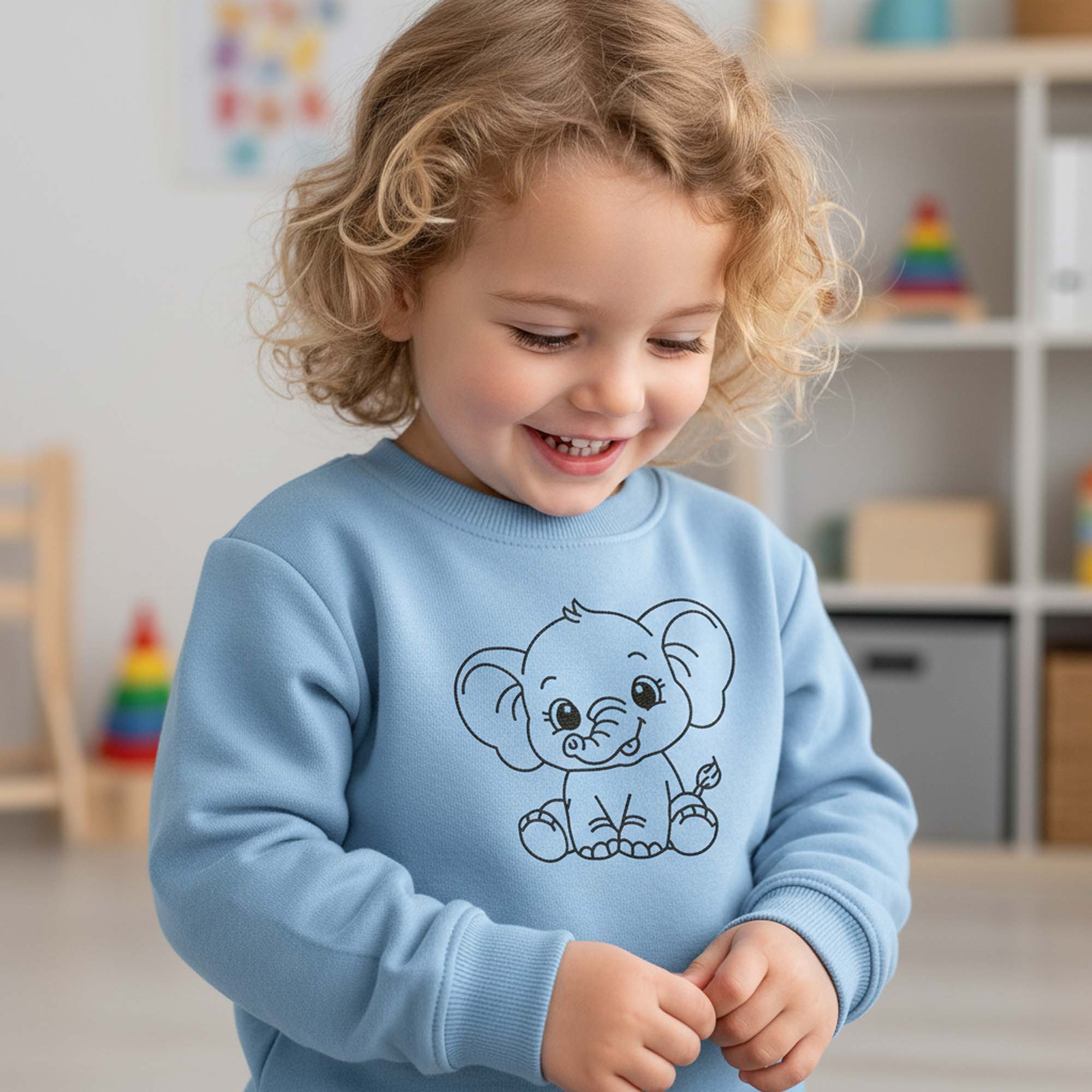 Cartoon Baby Elephant Machine Embroidery Design