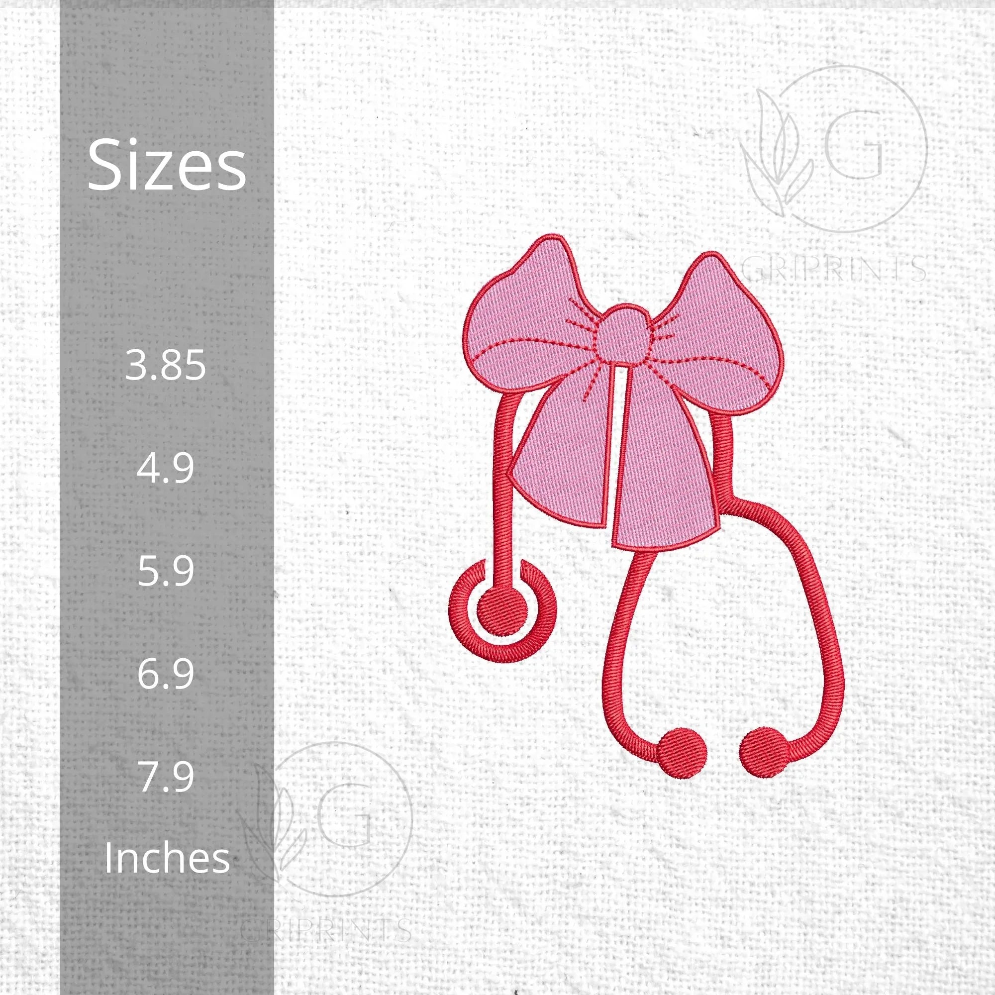 Nurse Stethoscope with Bow Embroidery Design, Coquette Medical Pattern (Digital Files) - ReadTee