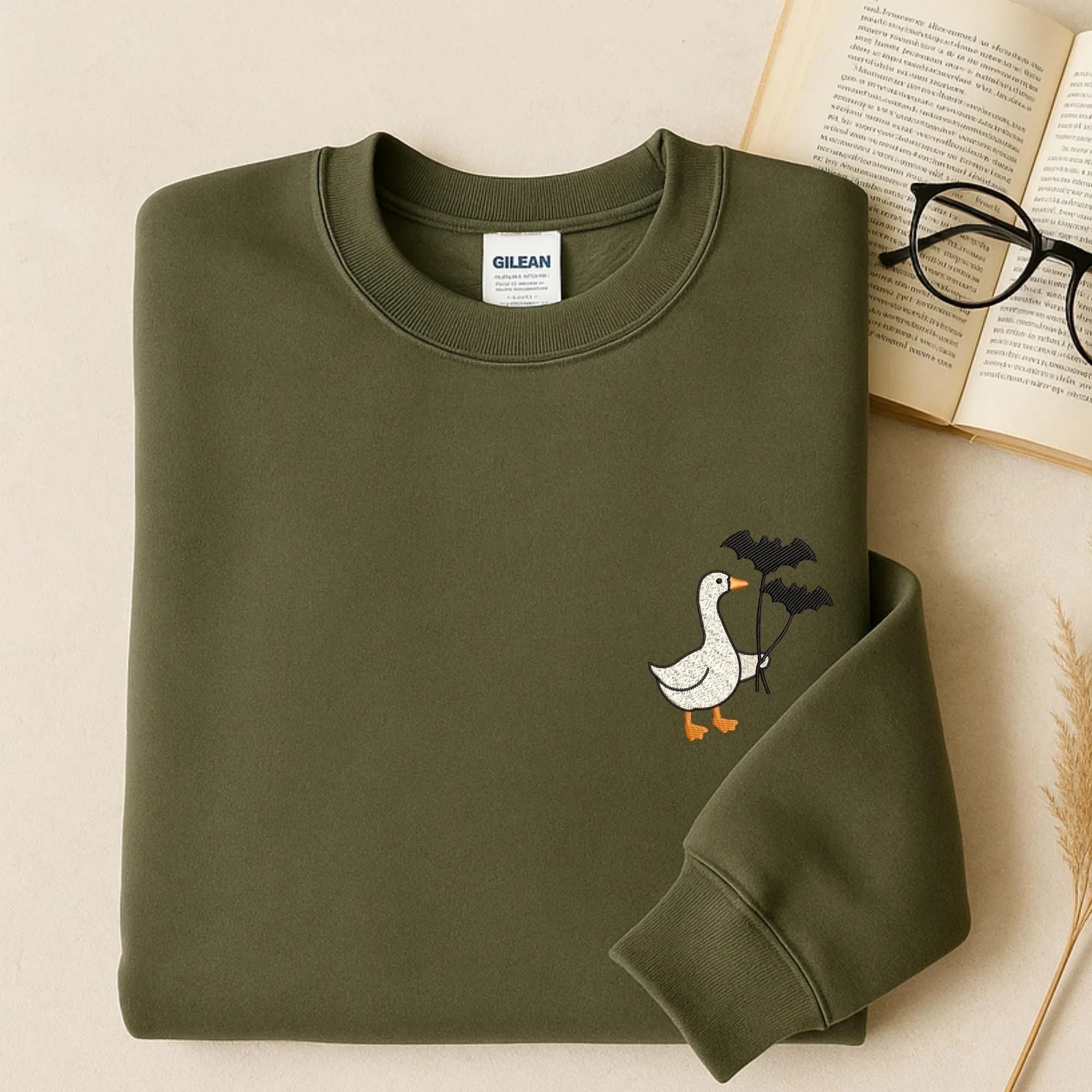 Silly Goose Halloween Embroidery Design: Funny Bat Goose Pattern (Digital Files, 5 Sizes - ReadTee