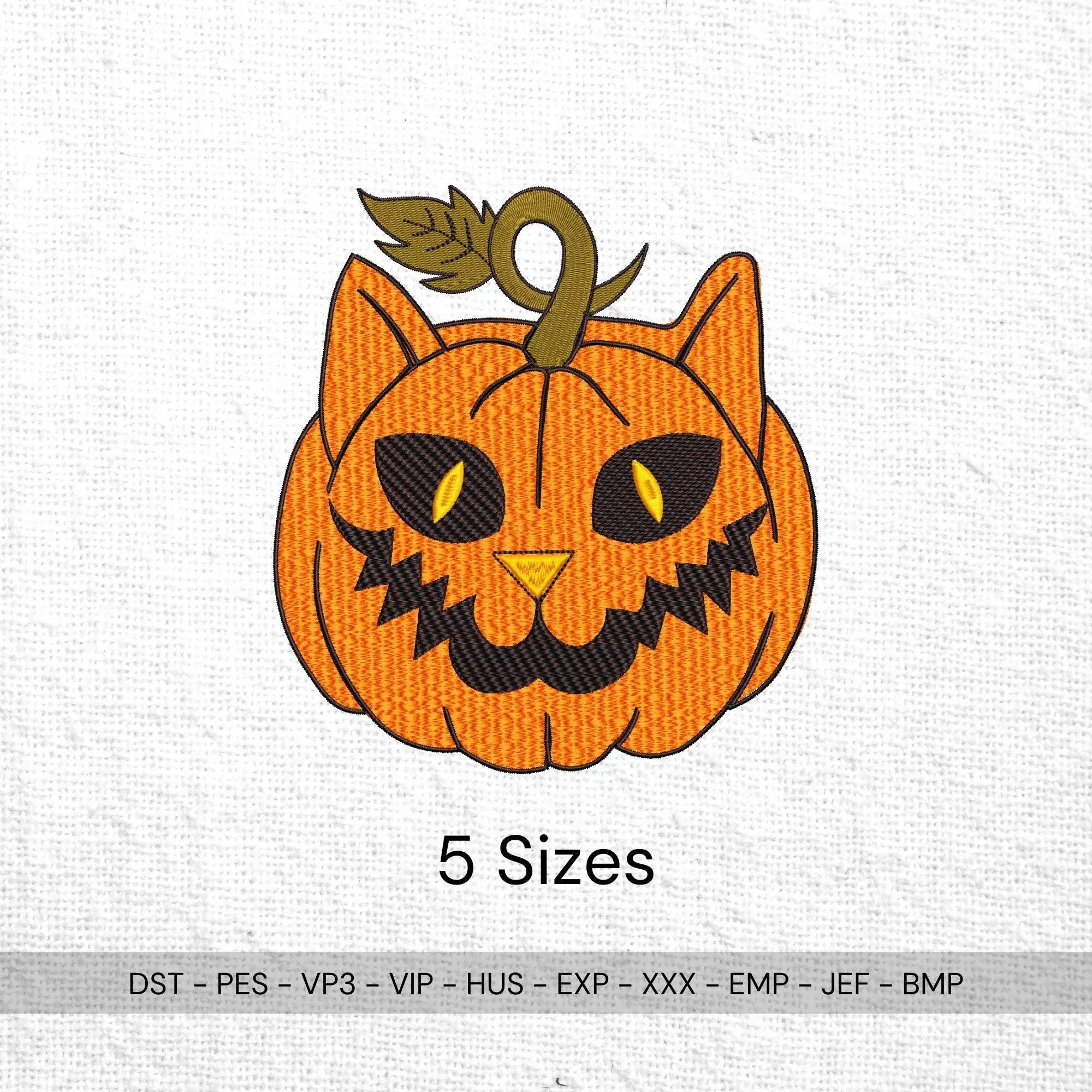 Pumpkin Cat Embroidery Design, Halloween Machine Embroidery (Digital Files) - ReadTee