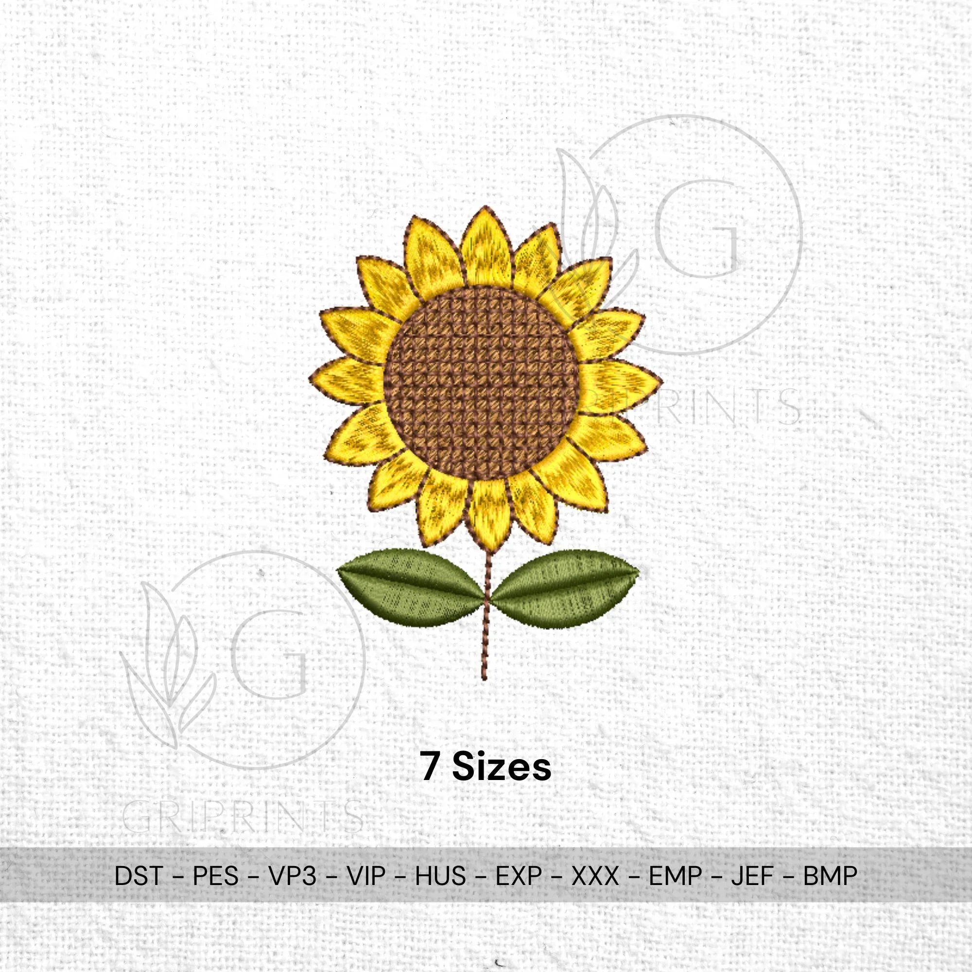 Mini Sunflower Machine Embroidery Design, Realistic Flower (Instant Download) - ReadTee