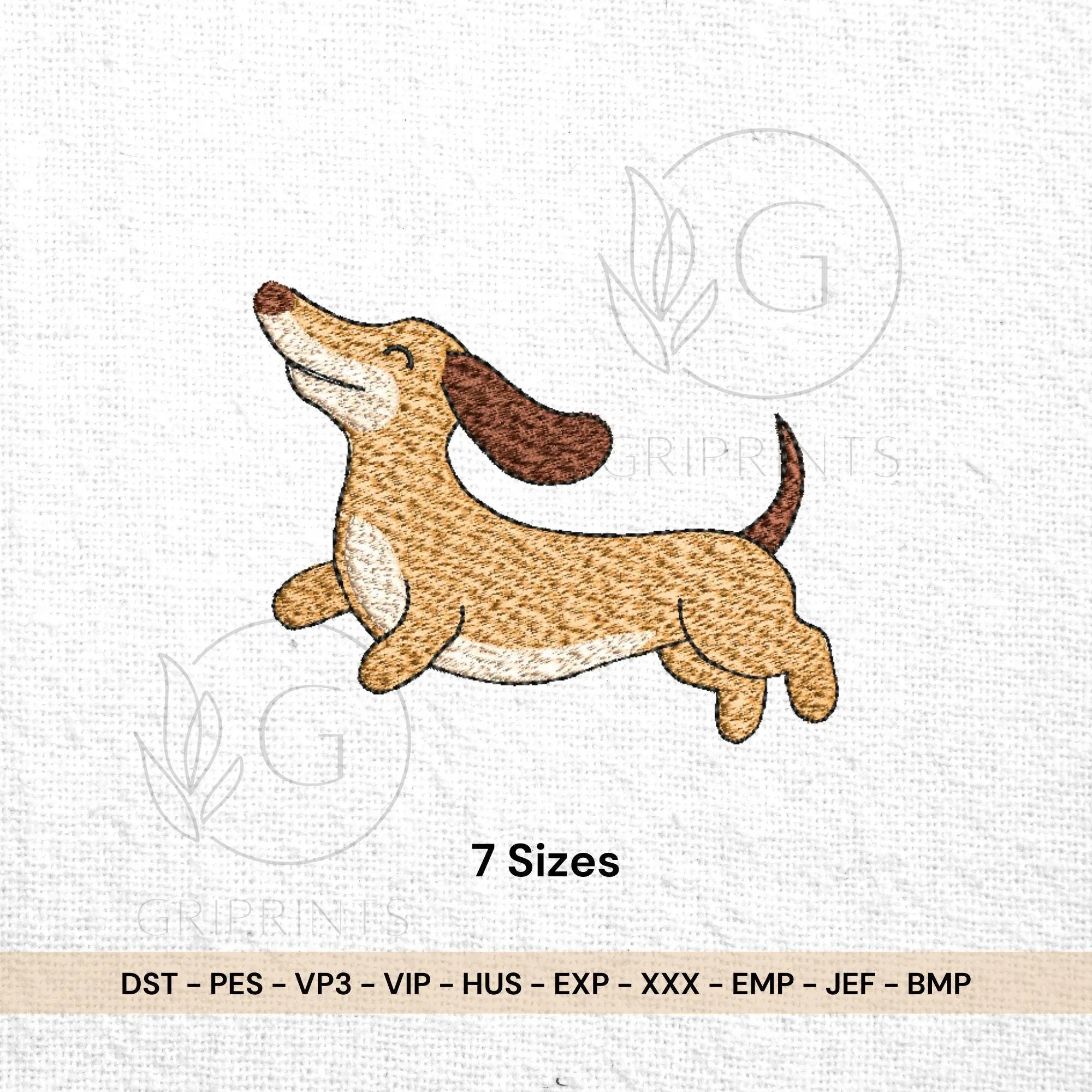 Playful Dachshund Machine Embroidery Design, 7 Sizes (Instant Download) - ReadTee