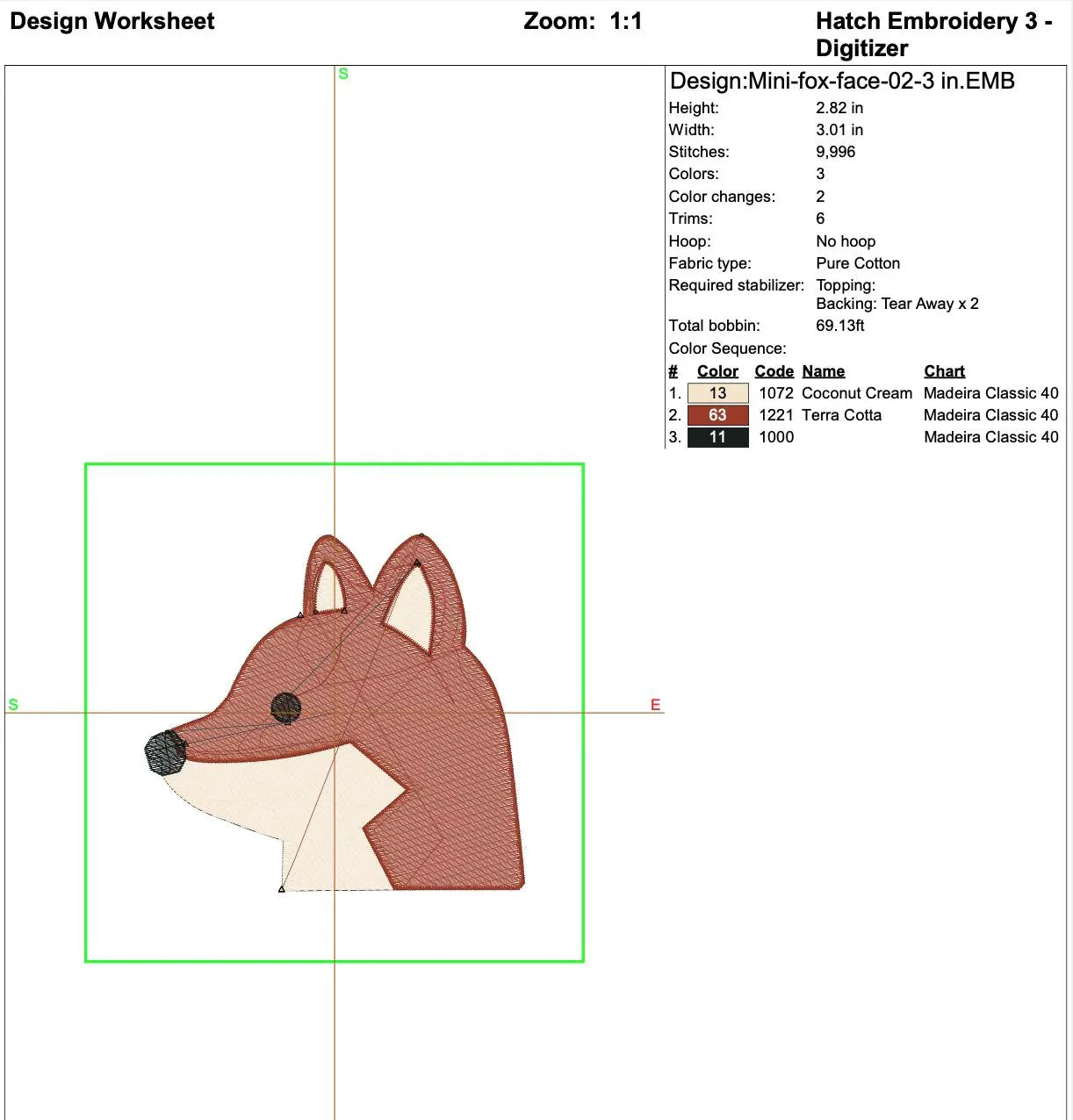 Mini Fox Head Embroidery Design, 4 Sizes (Instant Download) - ReadTee