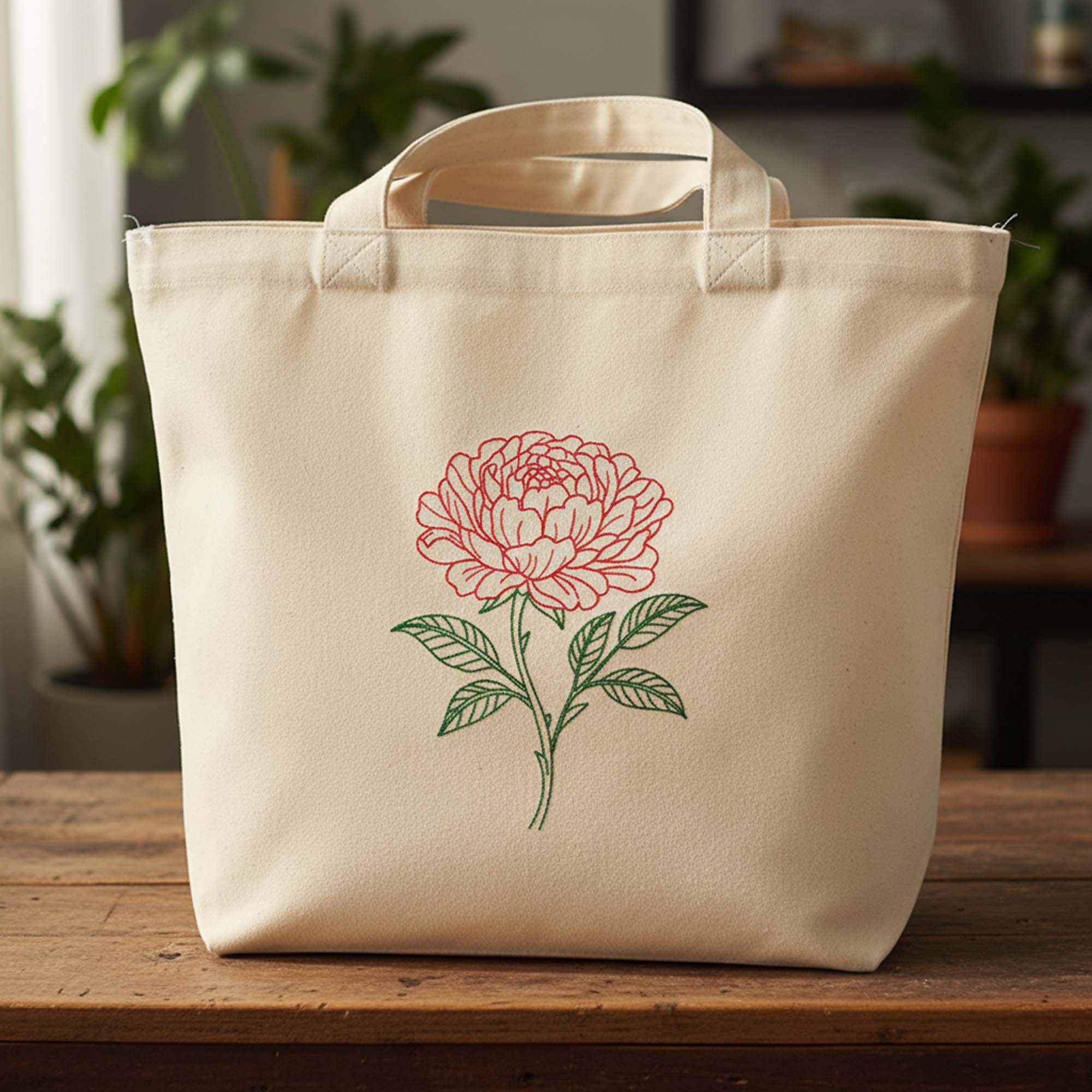 Peony Outline Machine Embroidery