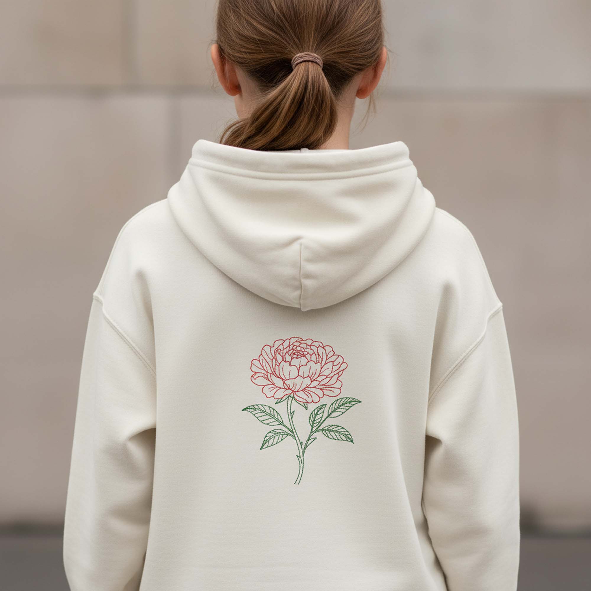 Peony Outline Machine Embroidery