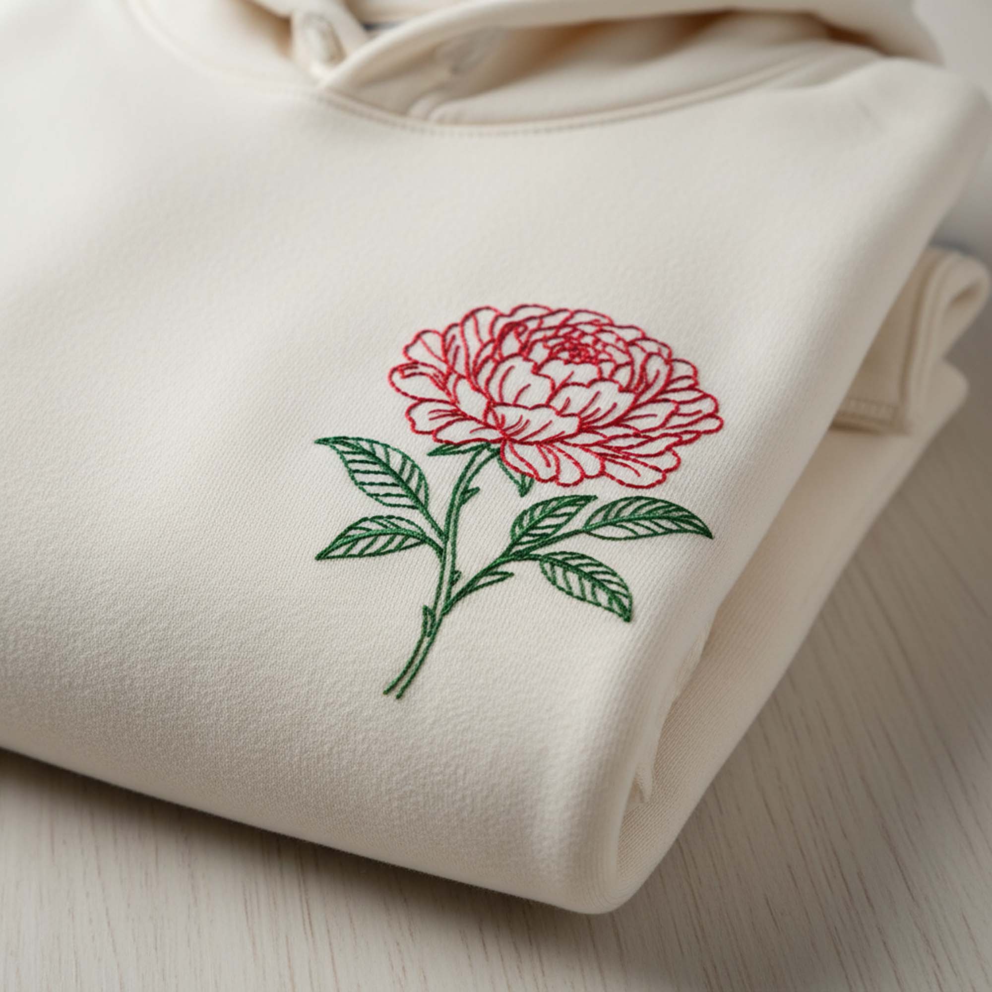 Peony Outline Machine Embroidery