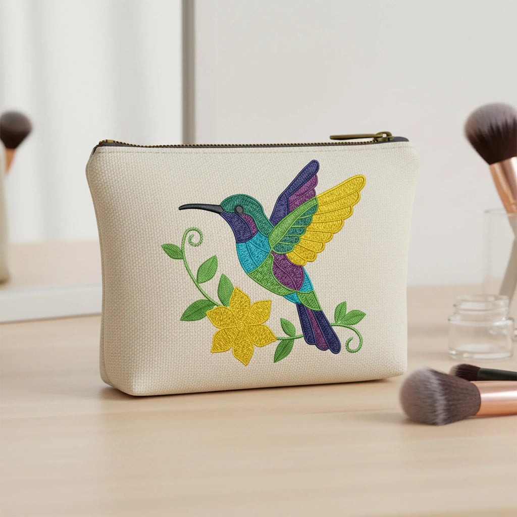 Hummingbird Embroidery Design, Colorful Bird with Flower - ReadTee