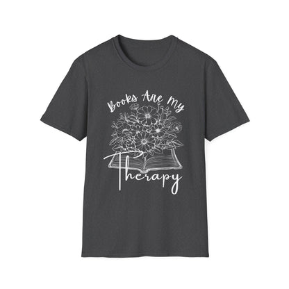 Books Are My Therapy T-Shirt, Cozy Floral Book Lover Tee