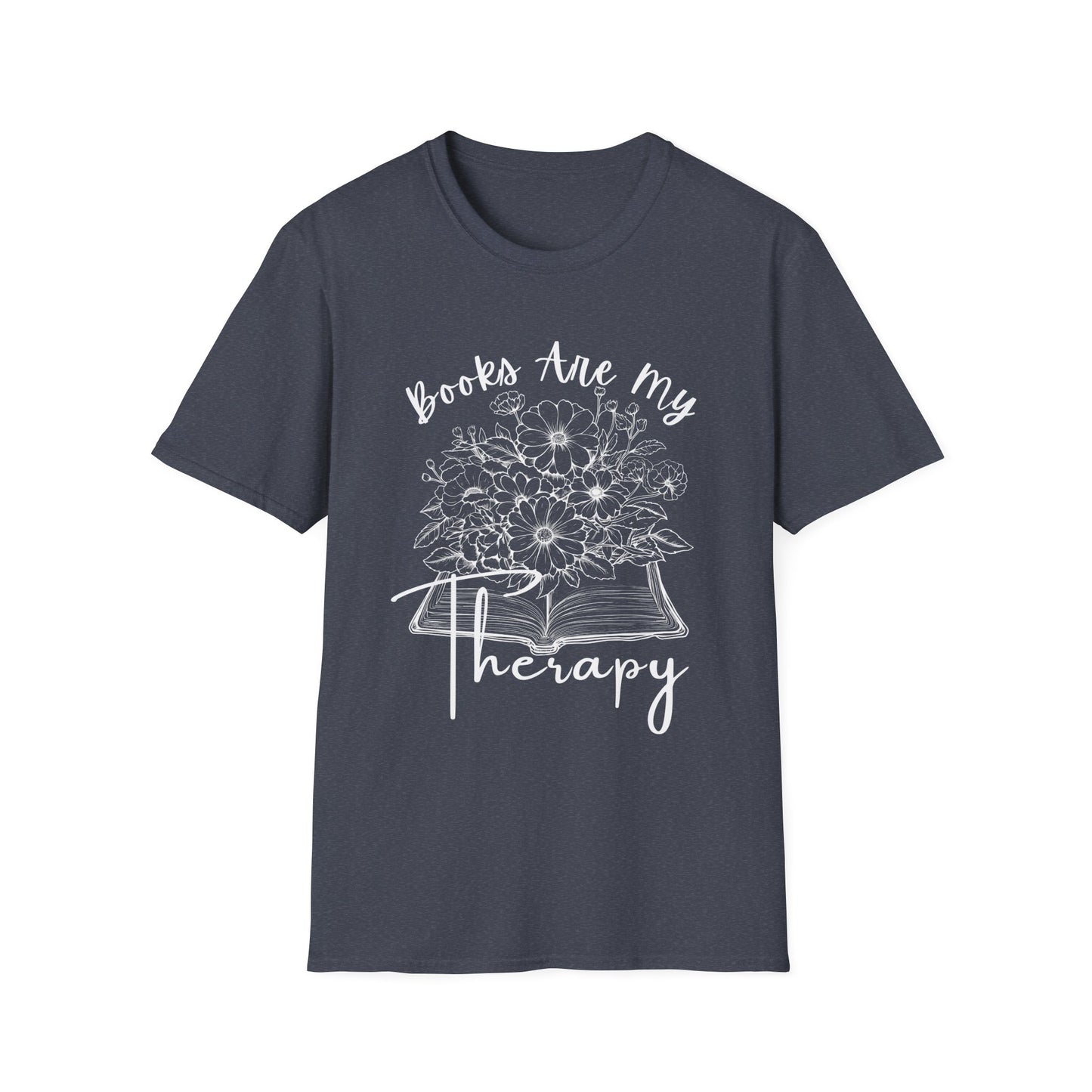 Books Are My Therapy T-Shirt, Cozy Floral Book Lover Tee