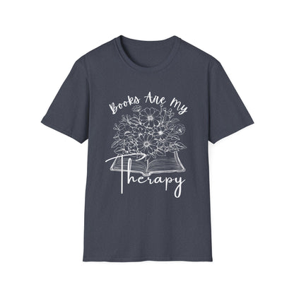 Books Are My Therapy T-Shirt, Cozy Floral Book Lover Tee