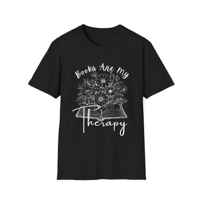Books Are My Therapy T-Shirt, Cozy Floral Book Lover Tee