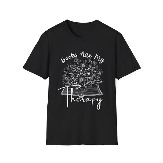 Books Are My Therapy T-Shirt, Cozy Floral Book Lover Tee