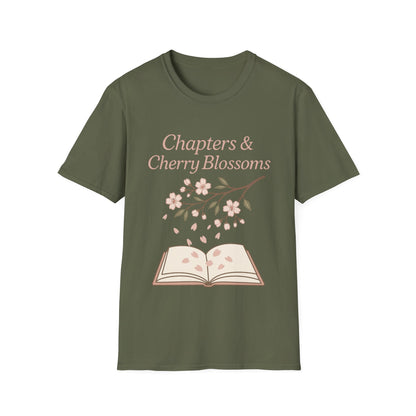 Chapters and Cherry Blossoms Book Lover T-Shirt