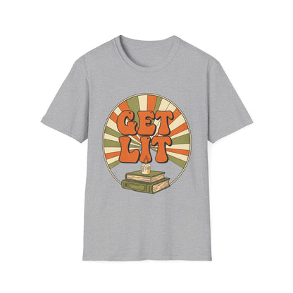 Get Lit Retro T-shirt | Book Lover T-Shirt - Unisex Softstyle