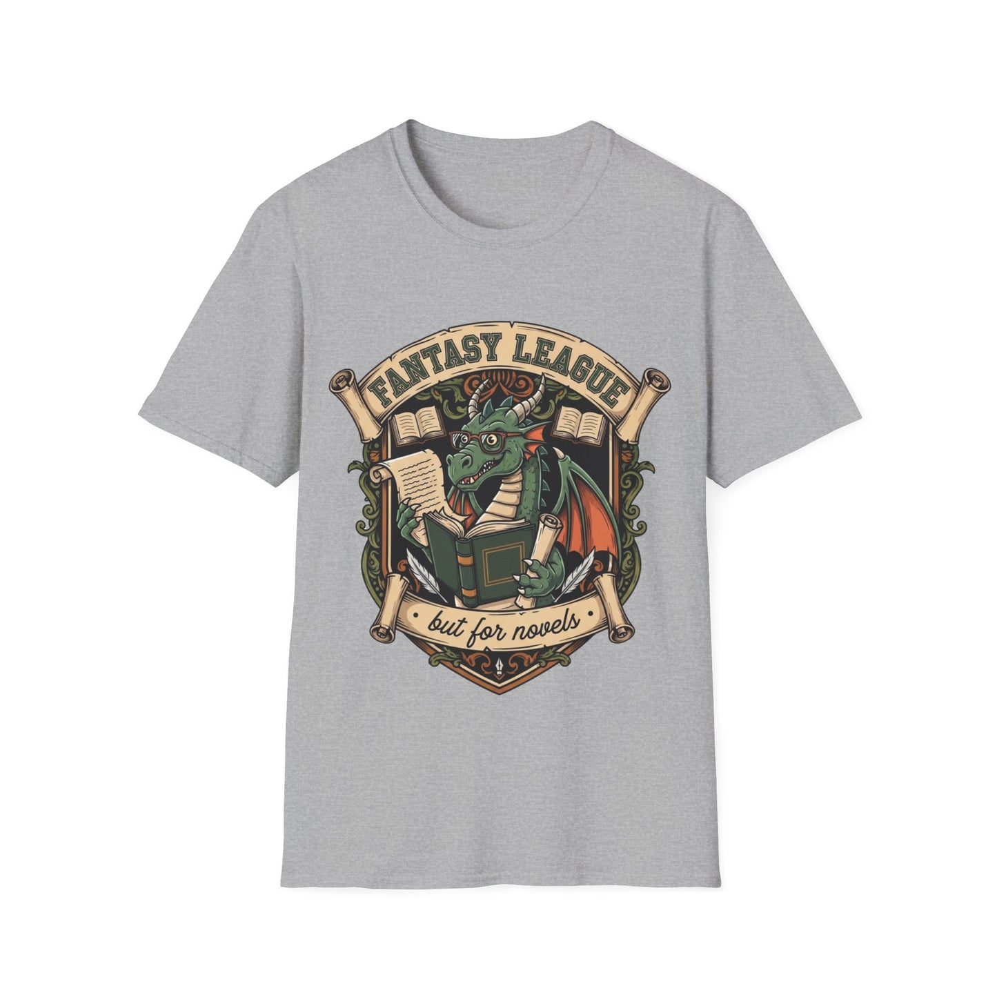 Fantasy League But for Novels T-Shirt | Book Lover's Unisex Softstyle T-Shirt