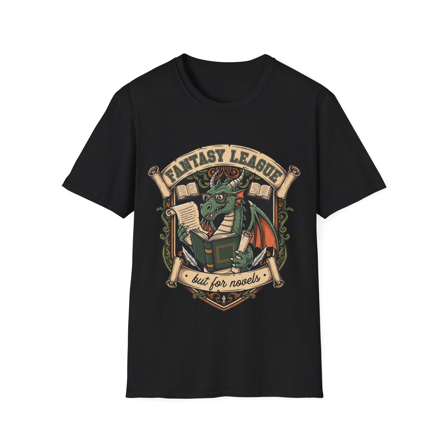 Fantasy League But for Novels T-Shirt | Book Lover's Unisex Softstyle T-Shirt