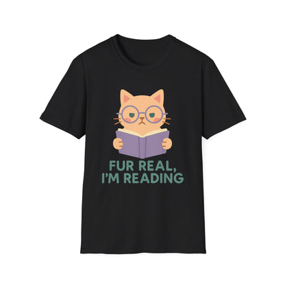 Fur Real I'm Reading Cat Reading T-Shirt