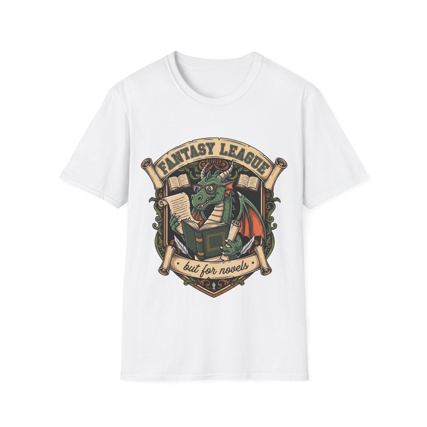 Fantasy League But for Novels T-Shirt | Book Lover's Unisex Softstyle T-Shirt