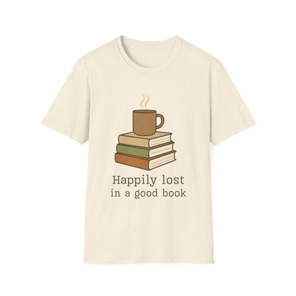 Happily lost in a good book T-shirt | Book Lover T-Shirt - Unisex Softstyle
