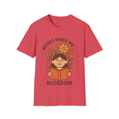 Books make me blossom T-Shirt | Floral Book Lover's Unisex T-shirt