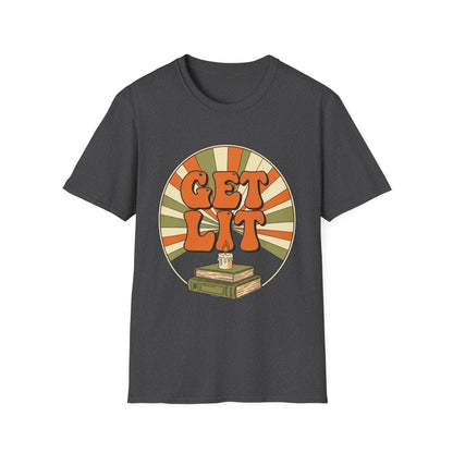 Get Lit Retro T-shirt | Book Lover T-Shirt - Unisex Softstyle