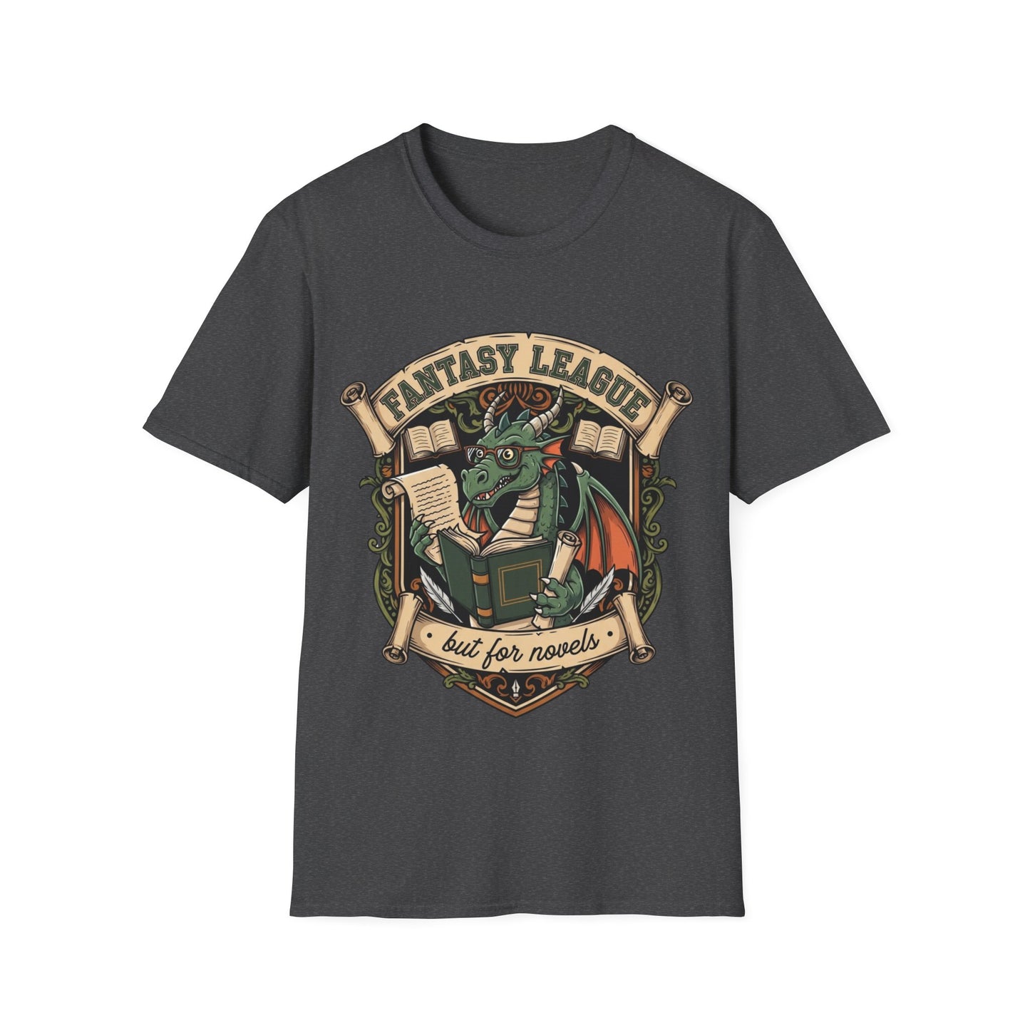 Fantasy League But for Novels T-Shirt | Book Lover's Unisex Softstyle T-Shirt