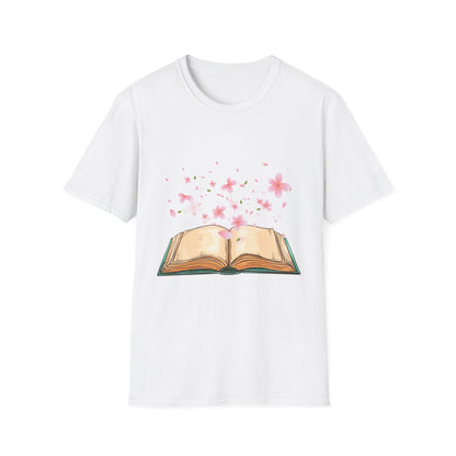 Book With Flying Petals T-Shirt | Floral Book Lover's Unisex T-shirt