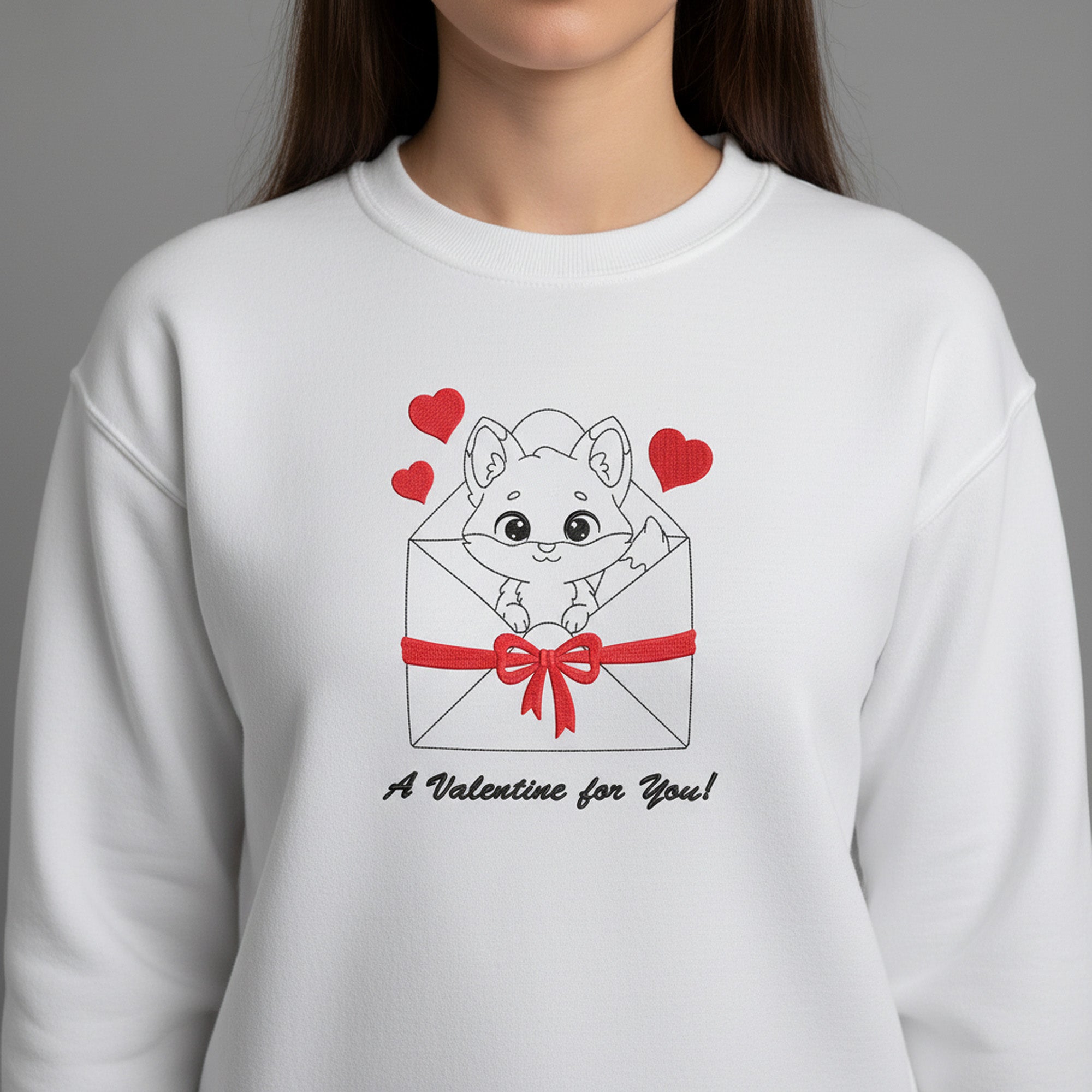 Valentine Fox, Animal in Envelope Machine Embroidery