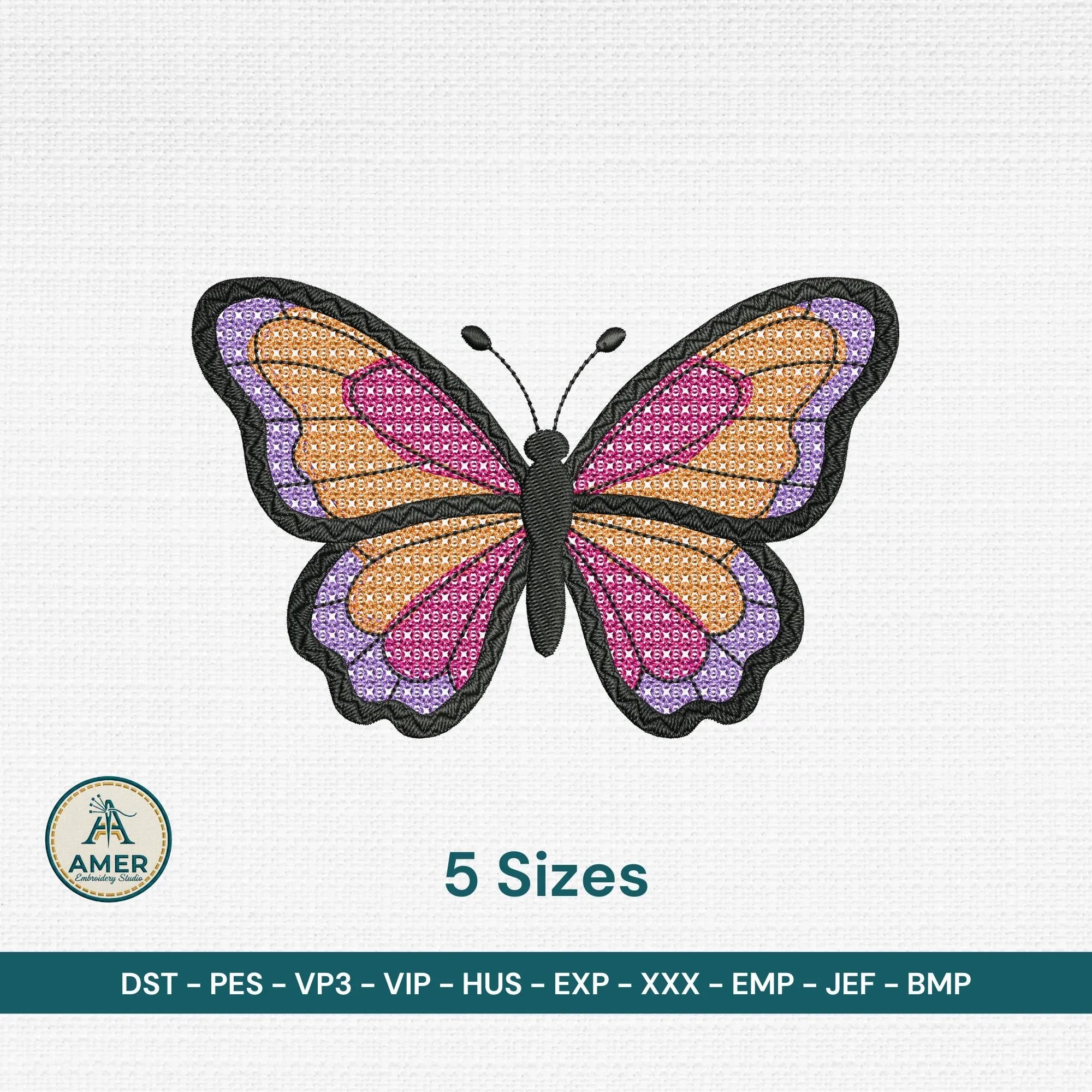 Monarch Butterfly Embroidery Design, Colorful Realistic Pattern Machine Embroidery - ReadTee