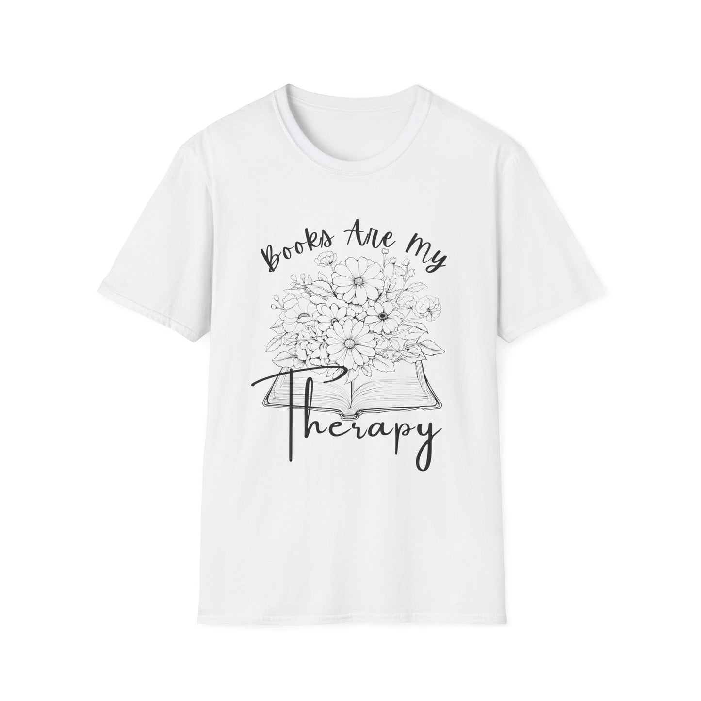 Books Are My Therapy T-Shirt, Cozy Floral Book Lover Tee