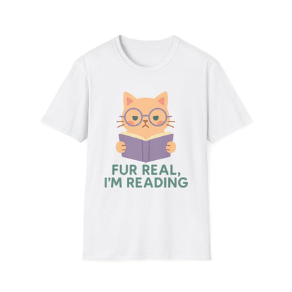 Fur Real I'm Reading Cat Reading T-Shirt