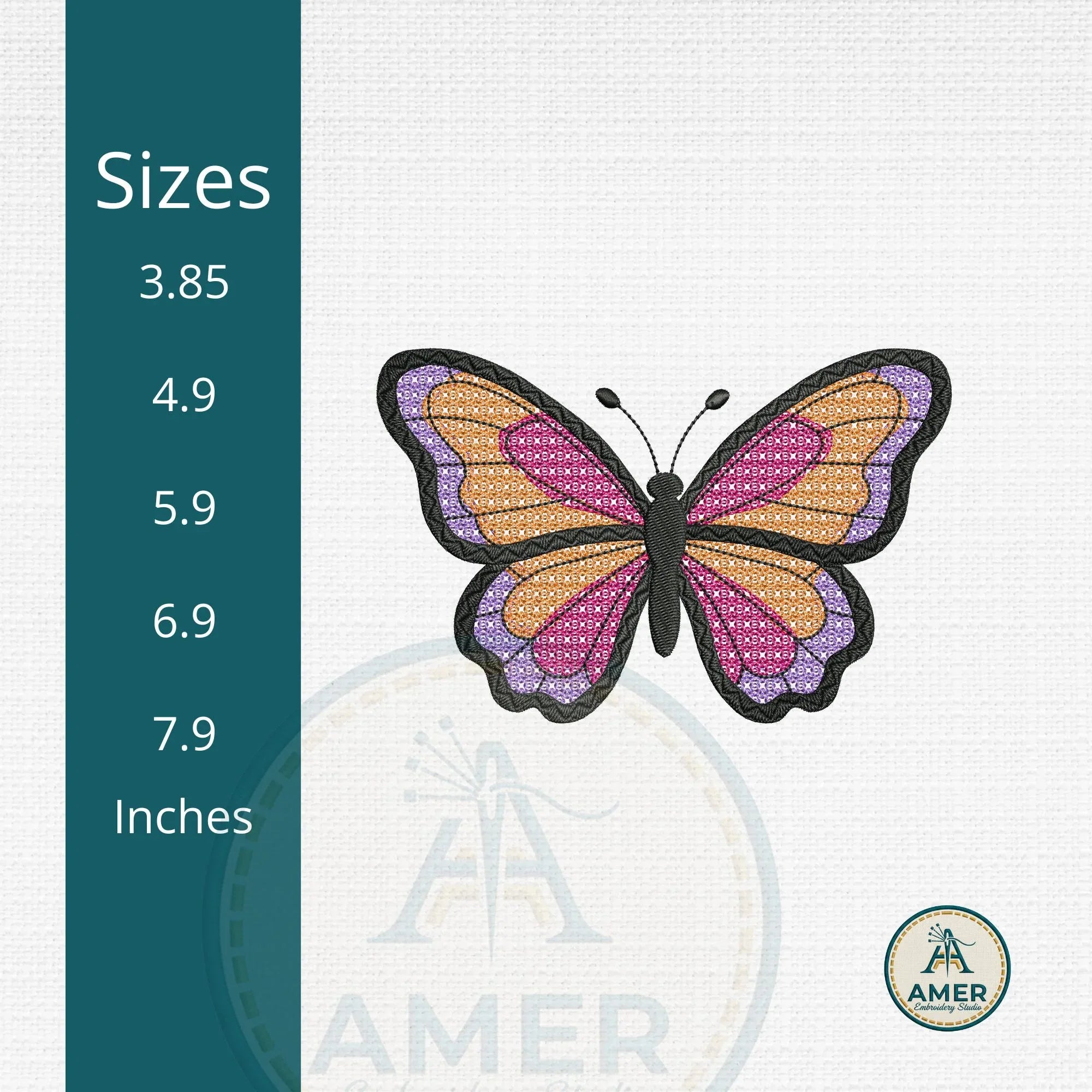 Monarch Butterfly Embroidery Design, Colorful Realistic Pattern Machine Embroidery - ReadTee