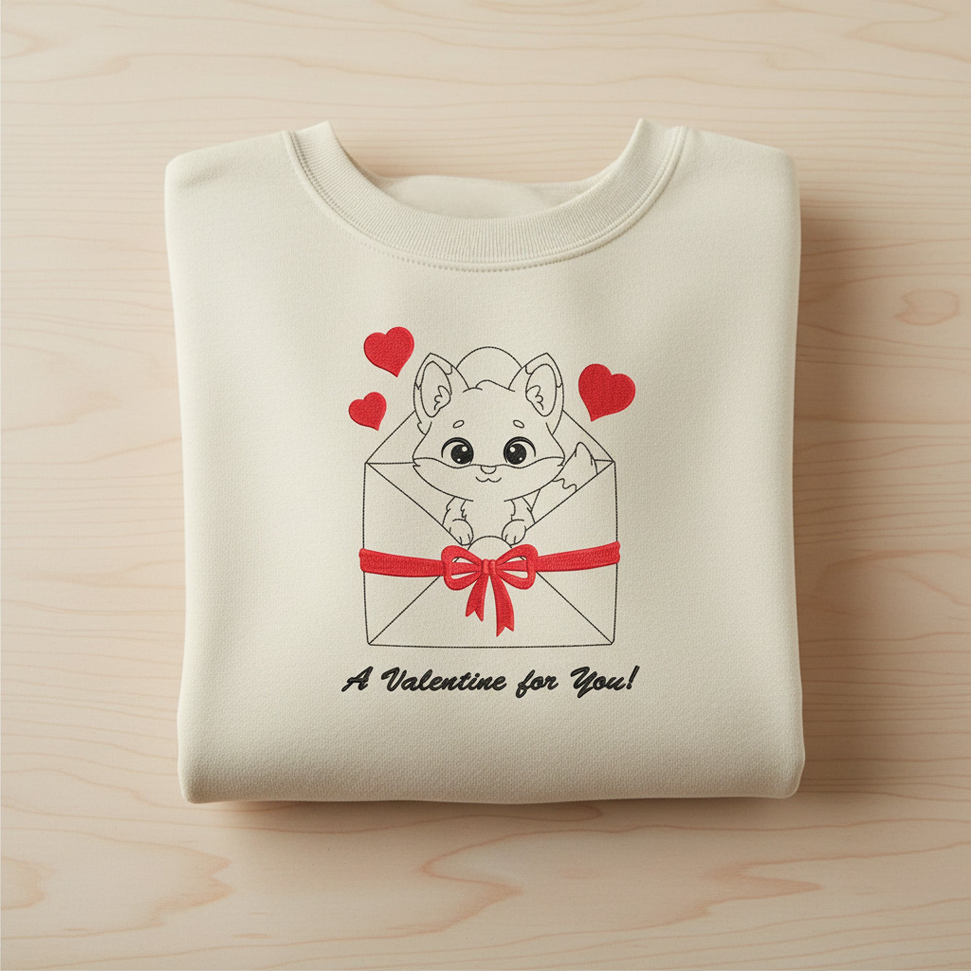 Valentine Fox, Animal in Envelope Machine Embroidery