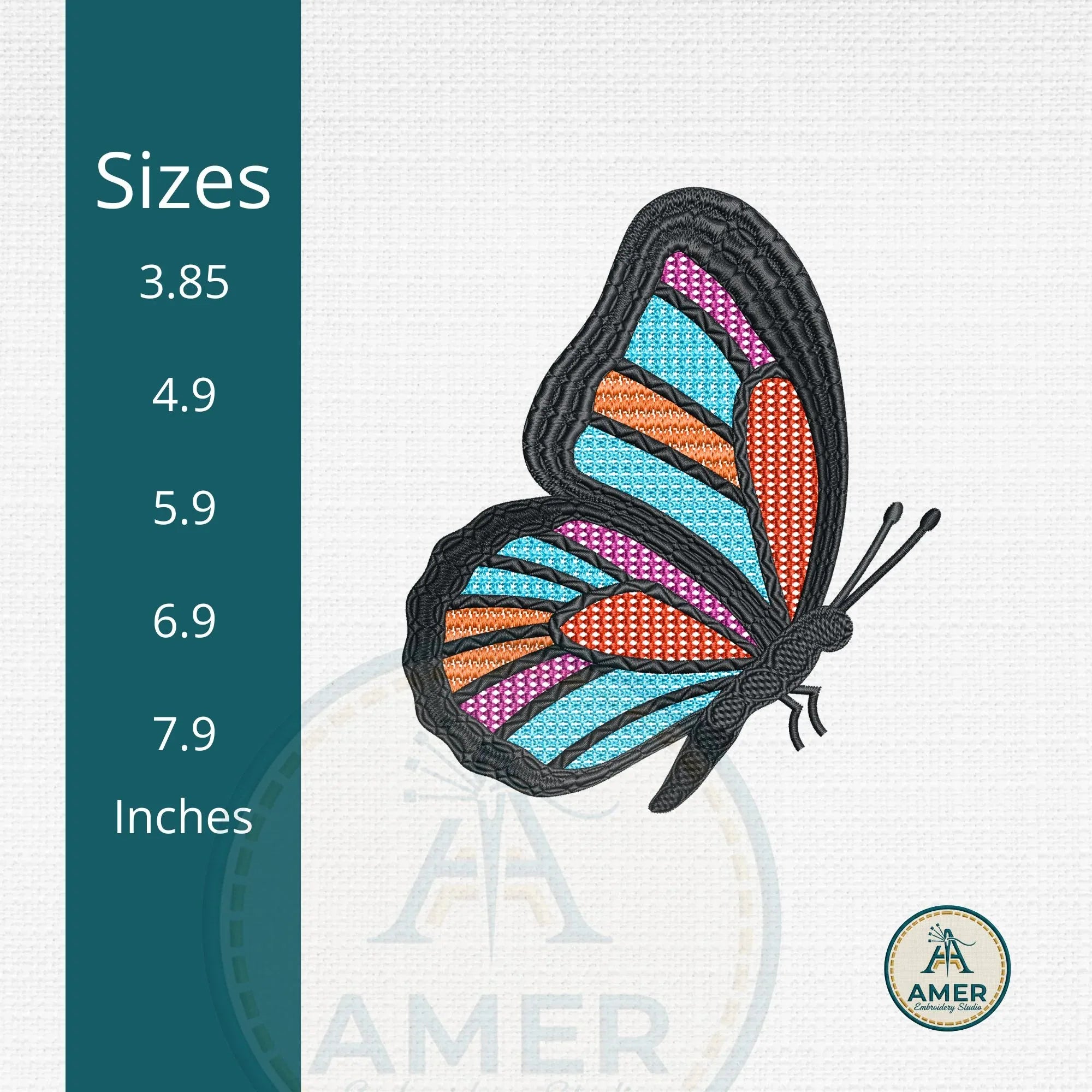 Stained Glass Butterfly Embroidery, Colorful Monarch Machine Design, - ReadTee