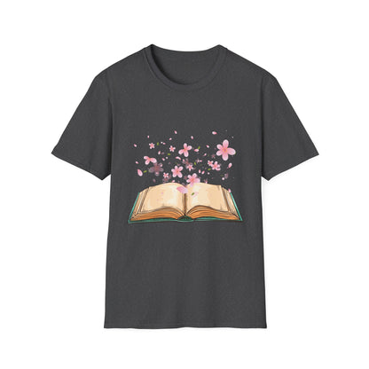 Book With Flying Petals T-Shirt | Floral Book Lover's Unisex T-shirt