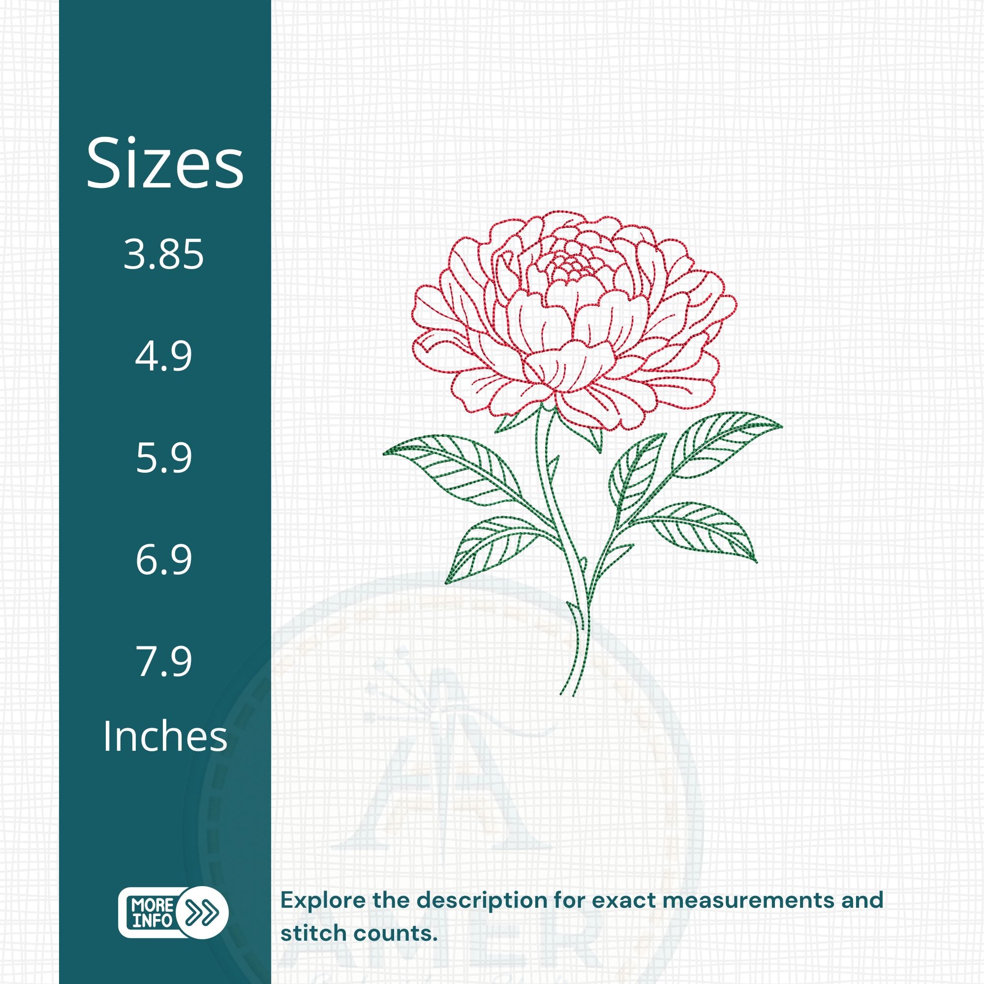 Peony Outline Machine Embroidery