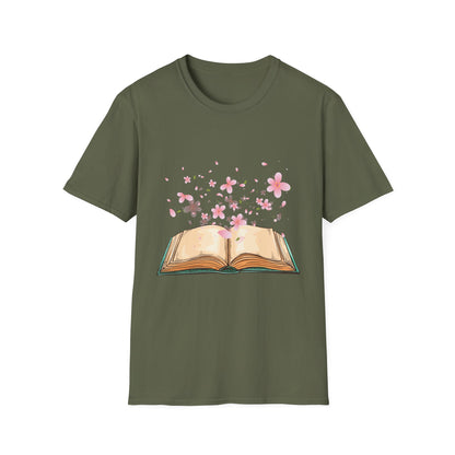 Book With Flying Petals T-Shirt | Floral Book Lover's Unisex T-shirt