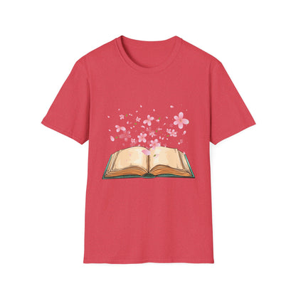 Book With Flying Petals T-Shirt | Floral Book Lover's Unisex T-shirt