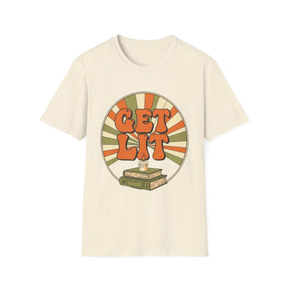 Get Lit Retro T-shirt | Book Lover T-Shirt - Unisex Softstyle