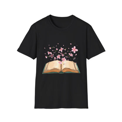 Book With Flying Petals T-Shirt | Floral Book Lover's Unisex T-shirt